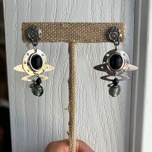 Silver and Black Dangle Earrings